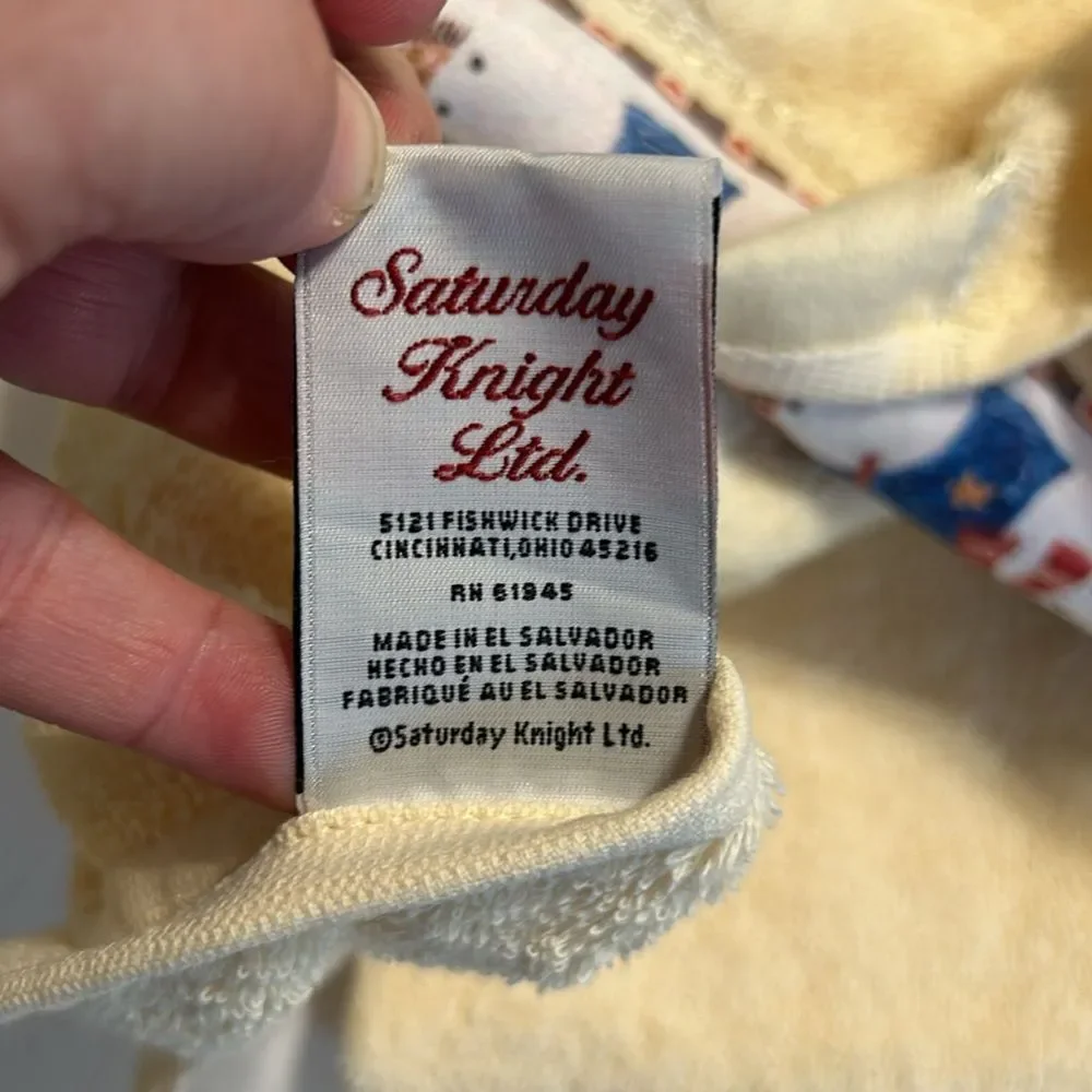 SATURDAY KNIGHT LTD Cream Blue Snowman Bath Hand Towel Decorative NWT Winter